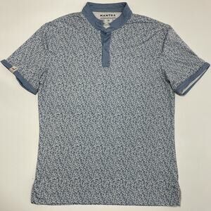 Mantra Golf Catalyst Performance Polo Coral Print Recycled Men’s Medium Blue